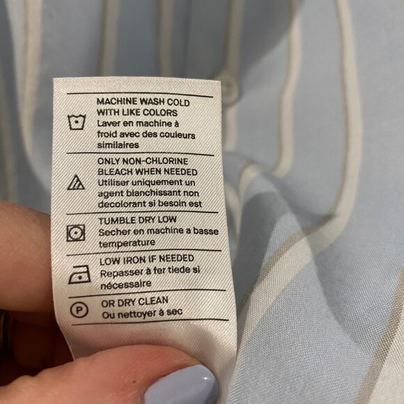 Vince Short Sleeve Button Down Striped Shirt - Blue/ Cream/Tan L - Picture 6 of 6